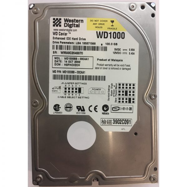 WD1000BB  - Western Digital 100GB 7200 RPM IDE 3.5" HDD