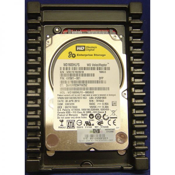 490581-001 - HP 160GB 10K RPM SATA 3.5" HDD Western Digital WD1600HLFS