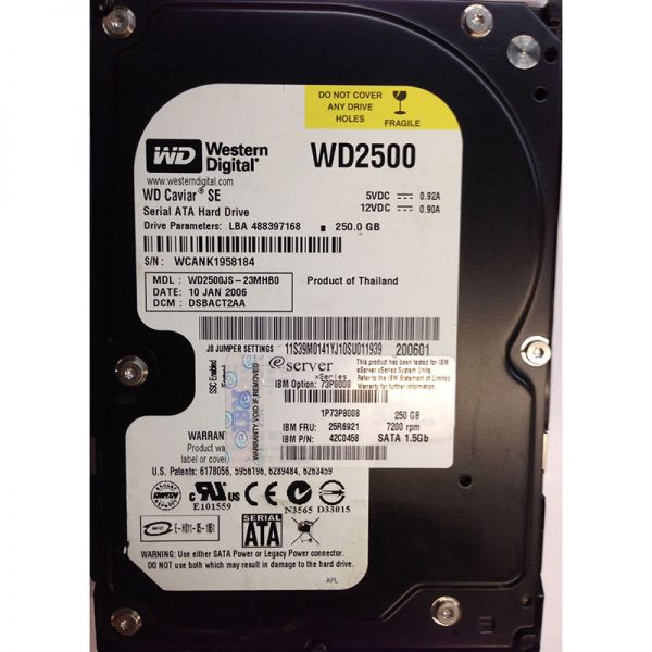 73P8008 - IBM 250GB 7200 RPM SATA 3.5" HDD