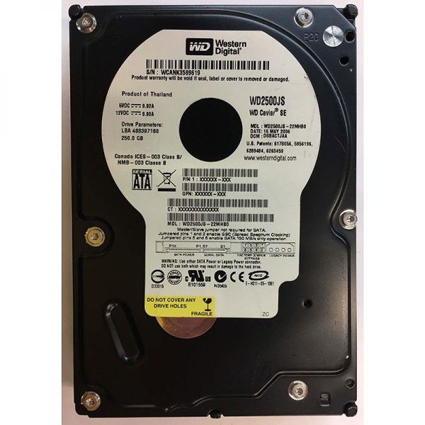 WD2500JS-22MHB0 - Western Digital 250GB 7200 RPM SATA 3.5" HDD