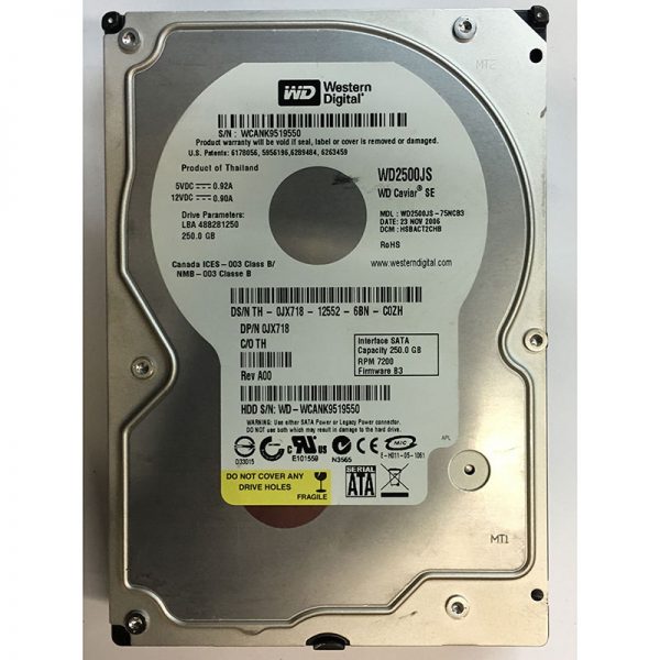 WD2500JS-75NCB3 - Western Digital 250GB 7200 RPM SATA 3.5" HDD