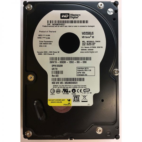 WD2500JS-75NCB2 - Western Digital 250GB 7200 RPM SATA 3.5" HDD