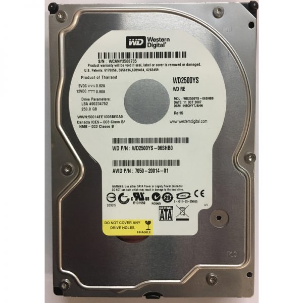 WD2500YS-06SHB0 - Western Digital 250GB 7200 RPM SATA 3.5" HDD