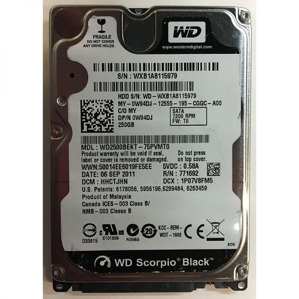 WD2500BEKT-75PVMT0 - Western Digital 250GB 7200 RPM SATA 3.5" HDD