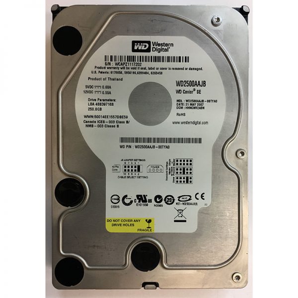 WD2500AAJB-00TYA0 - Western Digital 250GB 7200 RPM IDE 3.5" HDD