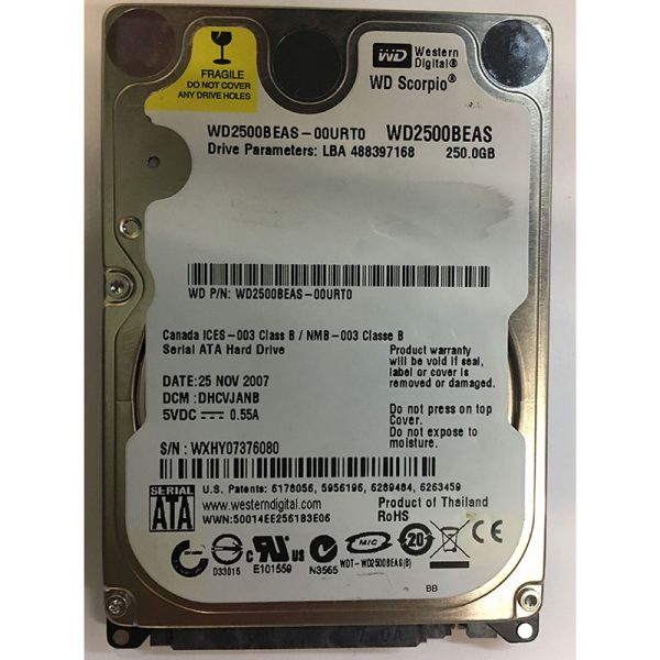 WD2500BEAS - Western Digital 250GB 7200 RPM SATA 2.5" HDD