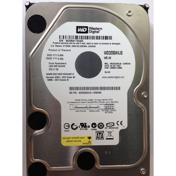 WD3200AVJS-63WDA0 - Western Digital 320GB 7200 RPM SATA 3.5" HDD