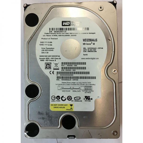 WD3200AAJS-22RYA0 - Western Digital 320GB 7200 RPM SATA 3.5" HDD