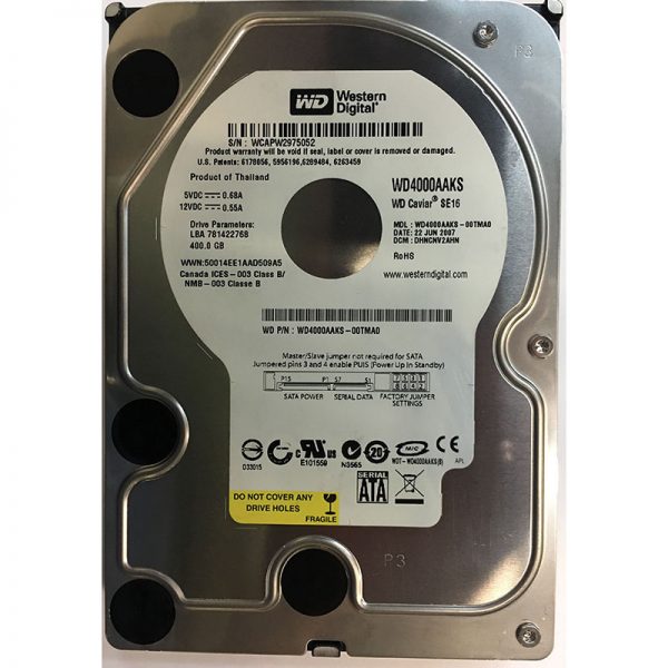 WD4000AAKS-00TMA0 - Western Digital 400GB 7200 RPM SATA 3.5" HDD