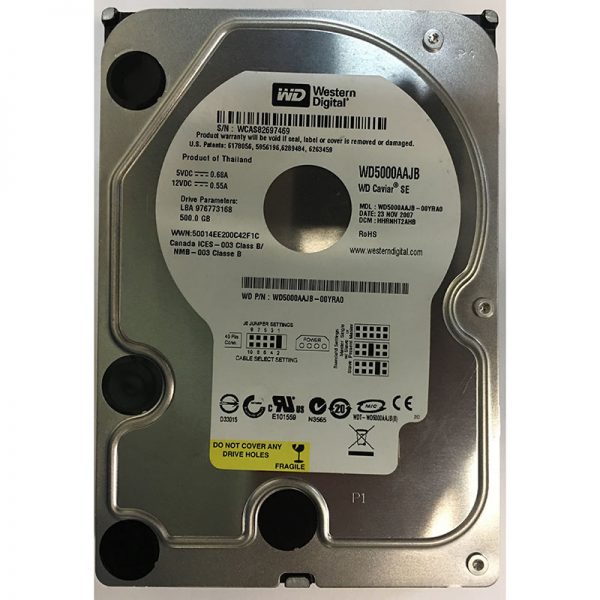 WD5000AAJB - Western Digital 500GB 7200 RPM IDE 3.5" HDD