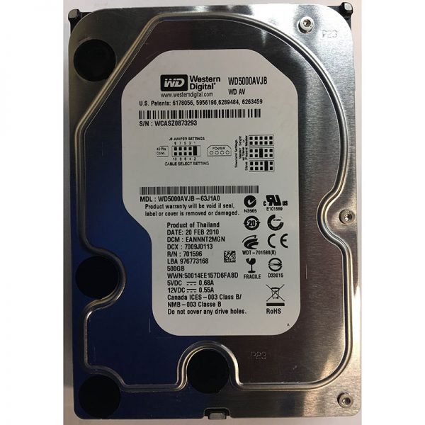 WD5000AVJB - Western Digital 500GB 7200 RPM IDE 3.5" HDD