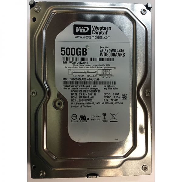 WD5000AAKS-00UU3A0 - Western Digital 500GB 7200 RPM SATA 3.5" HDD