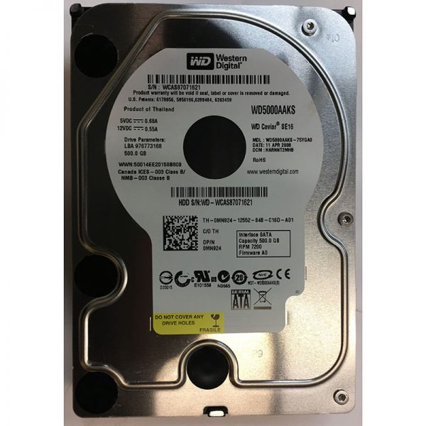 WD5000AAKS-75YGA0 - Western Digital 500GB 7200 RPM SATA 3.5" HDD