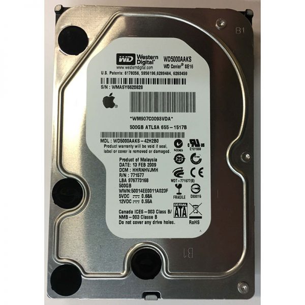 655-1517B - Apple 500GB 7200 RPM SATA 3.5" HDD