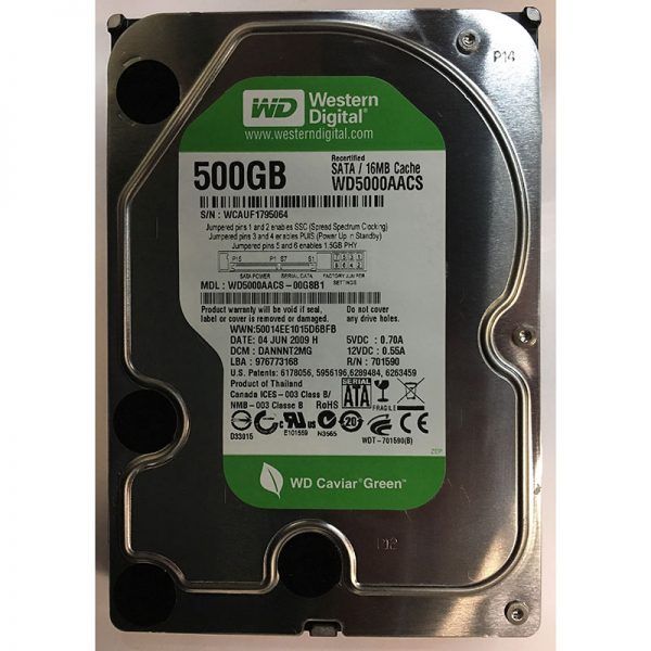 WD5000AACS - Western Digital 500GB 7200 RPM SATA 3.5" HDD