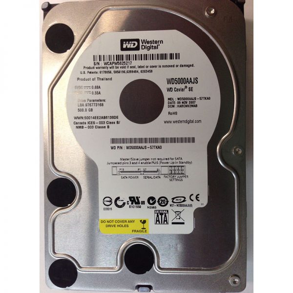 WD5000AAJS-57TKA0 - Western Digital 500GB 7200 RPM SATA 3.5" HDD