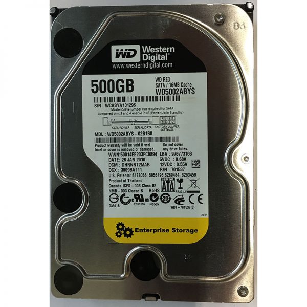 WD5002ABYS - Western Digital 500GB 7200 RPM SATA 3.5" HDD