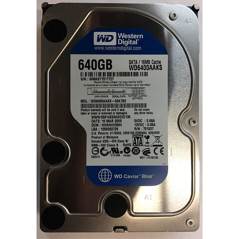 DISQUE DUR 3.5 WESTERN DIGITAL 640GB SATA 64MO 7200T CAVIAR BLUE v2