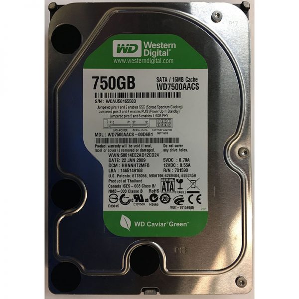 WD7500AACS-00D6B1 - Western Digital 750GB 7200 RPM SATA 3.5" HDD