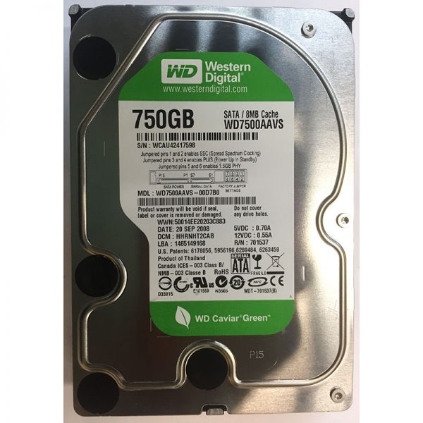 WD7500AAVS - Western Digital 750GB 7200 RPM SATA 3.5" HDD