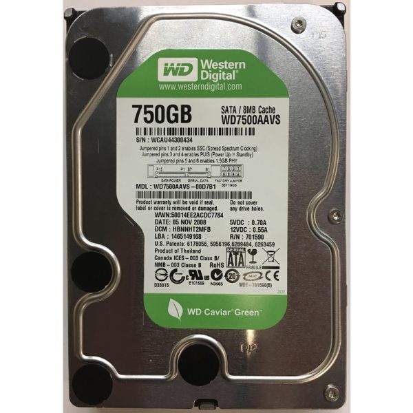 WD7500AAVS-00D7B1 - Western Digital 750GB 7200 RPM SATA 3.5" HDD