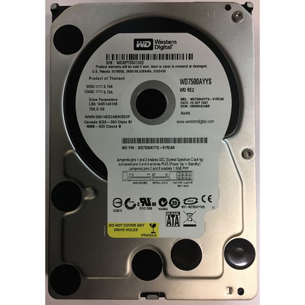 WD7500AYYS - Western Digital 750GB 7200 RPM SATA 3.5" HDD