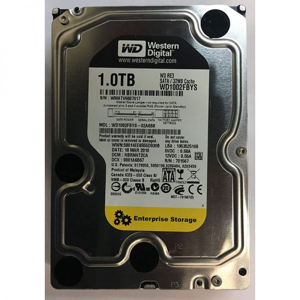 WD1002FBYS - Western Digital 1TB 7200 RPM SATA 3.5" HDD