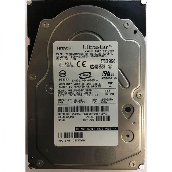 0B20922 - Hitachi 36GB 15K RPM SCSI 3.5" HDD U320 80 pin