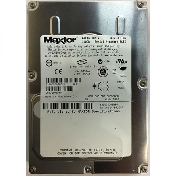 8J300S0088011 - Maxtor 300GB 10K RPM SAS 3.5" HDD