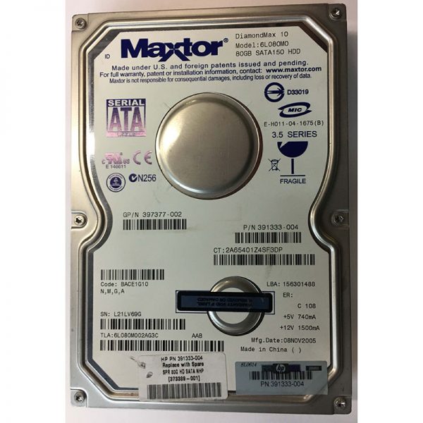 6L080M002AG3C - Maxtor 80GB 7200 RPM SATA 3.5" HDD