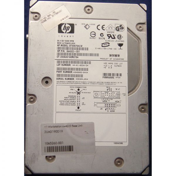 311769-001 - HP 36GB 15K RPM SCSI 3.5" HDD U320 68 pin, Seagate 9X6005-044 version