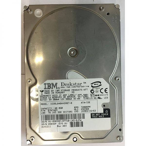 0903DP - Dell 40GB 7200 RPM IDE 3.5" HDD