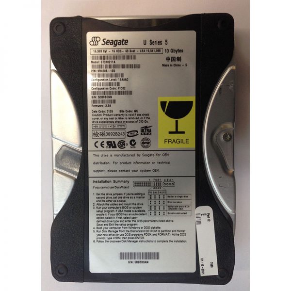 ST310211A - Seagate 10GB 5400 RPM IDE 3.5" HDD 1024 bytes/Sec