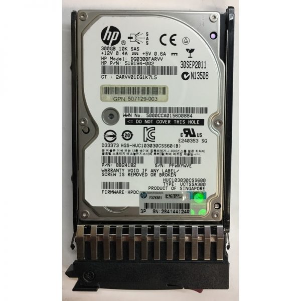 507129-004 - HP 300GB 10K RPM SAS 2.5" HDD w/ tray Hitachi version