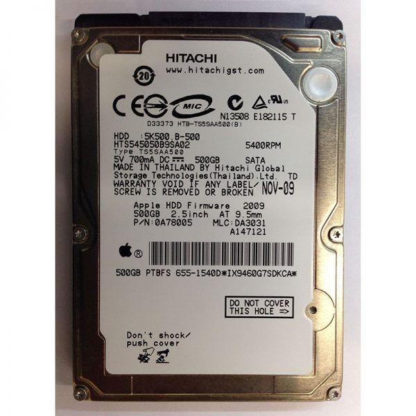 HTS545050B9SA02 - Hitachi 500GB 5400 RPM SATA 2.5" HDD