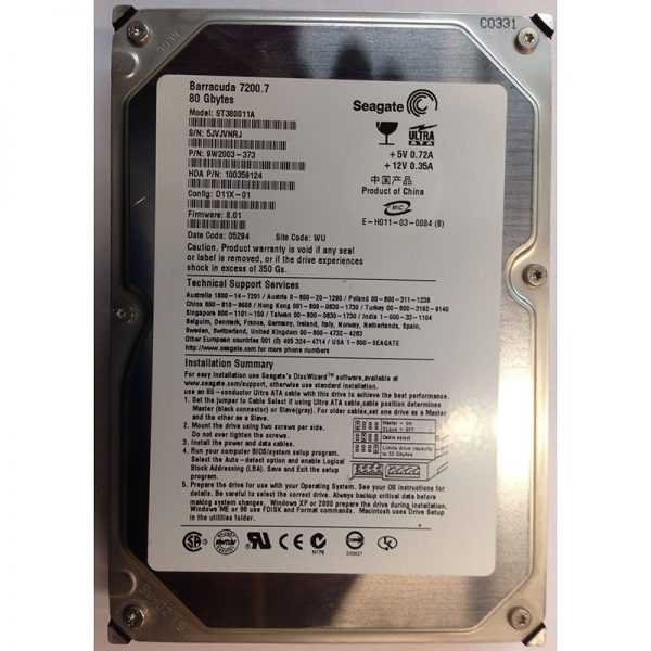 9W2003-373 - Seagate 80GB 7200 RPM IDE 3.5" HDD