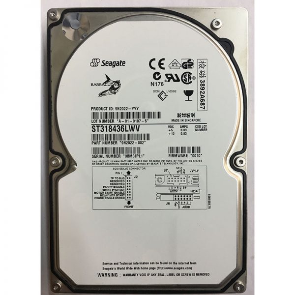 ST318436LWV - Seagate 18GB 7200 RPM SCSI 3.5" HDD U160 68 pin