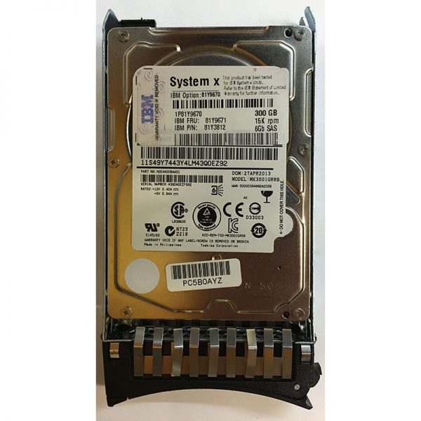 HDEAA00BAA51 - IBM 300GB 15K RPM SAS 2.5" HDD w/ IBM tray