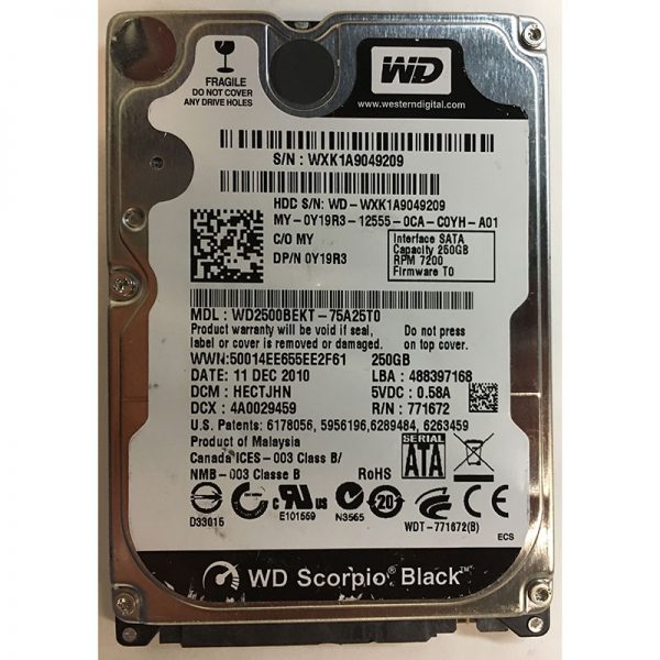 WD2500BEKT-75A25T0 - Western Digital 250GB 7200 RPM SATA 3.5" HDD