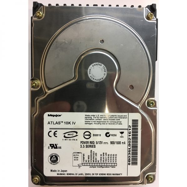 8B036L0 - Maxtor 36GB 10K RPM SCSI 3.5" HDD U320 68 pin