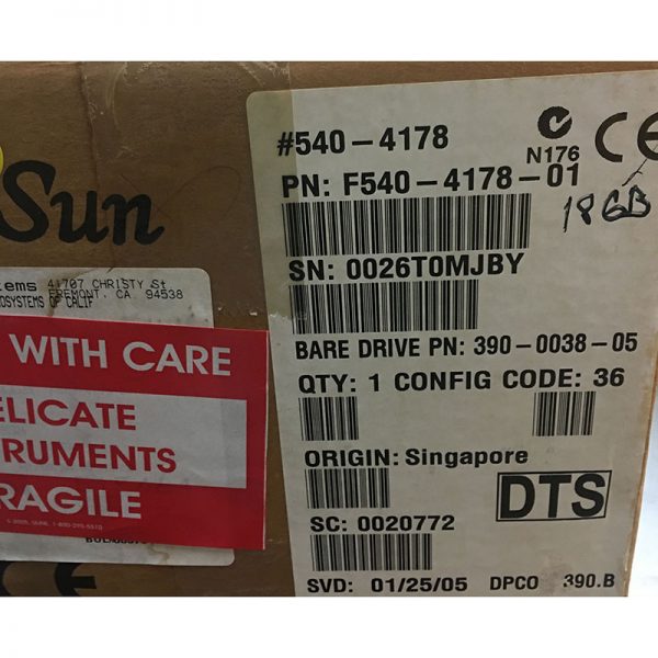 390-0038-05 - Sun 18GB 10K RPM SCSI 3.5" HDD U160 80 pin w/ tray factory sealed