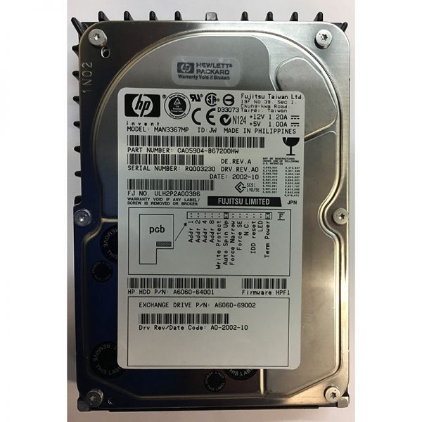 CA05904-B67200HW - HP 36GB 10K RPM SCSI 3.5" HDD 68 pin