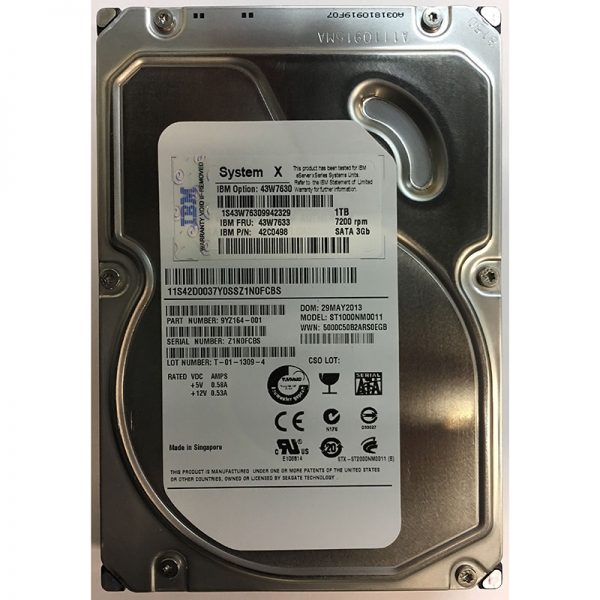 9YZ164-001 - IBM 1TB 7200 RPM SATA 3.5" HDD