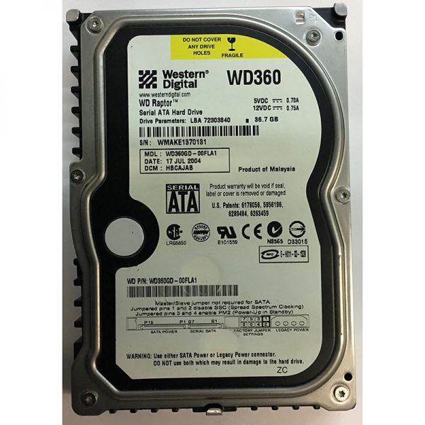 WD360GD-00FLA1 - Western Digital 36GB 10K RPM SATA 3.5" HDD
