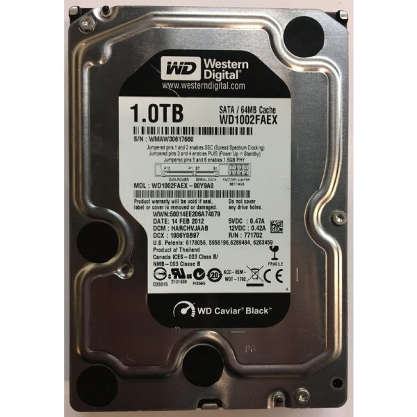 WD1002FAEX-00Y9A0 - Western Digital 1TB 7200 RPM SATA 3.5" HDD