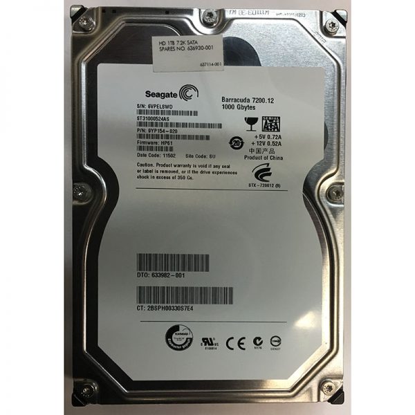 633982-001 - HP 1TB 7200 RPM SATA 3.5" HDD