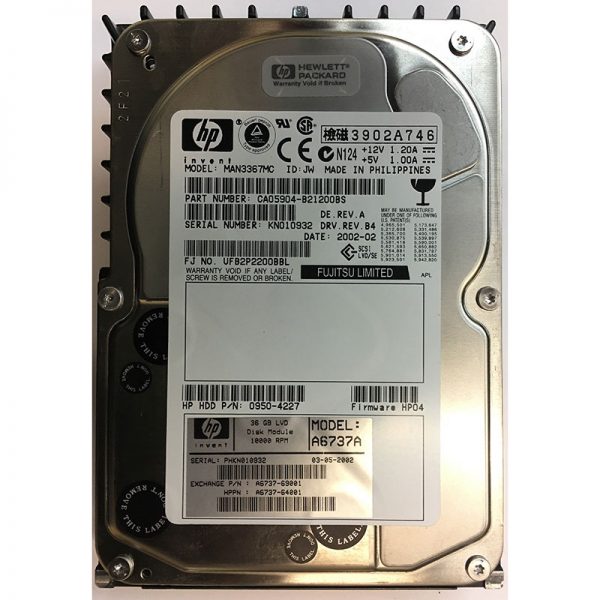 A6737-69001 - HP 36GB 10K RPM SCSI 3.5" HDD U160, 80 pin