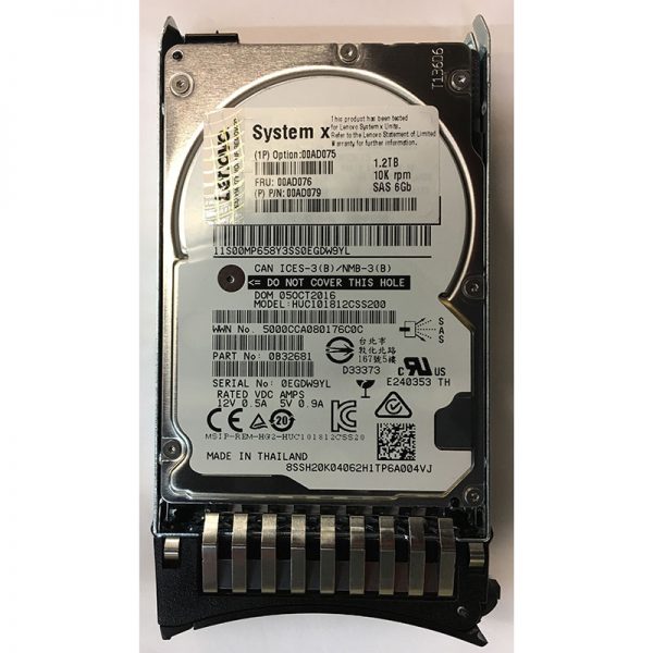 00AD079 - IBM 1.2TB 10K RPM SAS 2.5" HDD w/ tray