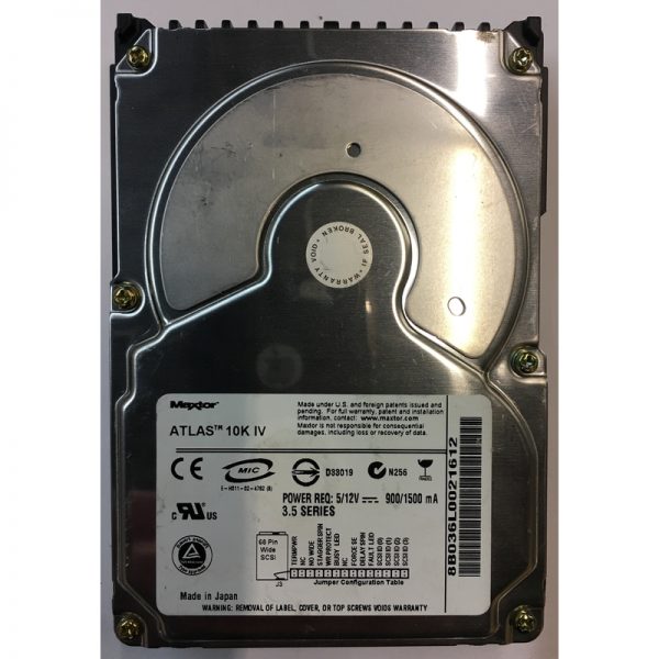 8B036L0021612 - Maxtor 36GB 10K RPM SCSI 3.5" HDD U320 68 pin