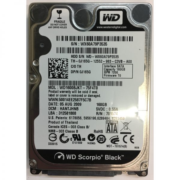 WD1600BJKT-75F4T0 - Western Digital 160GB 7200 RPM SATA 2.5" HDD